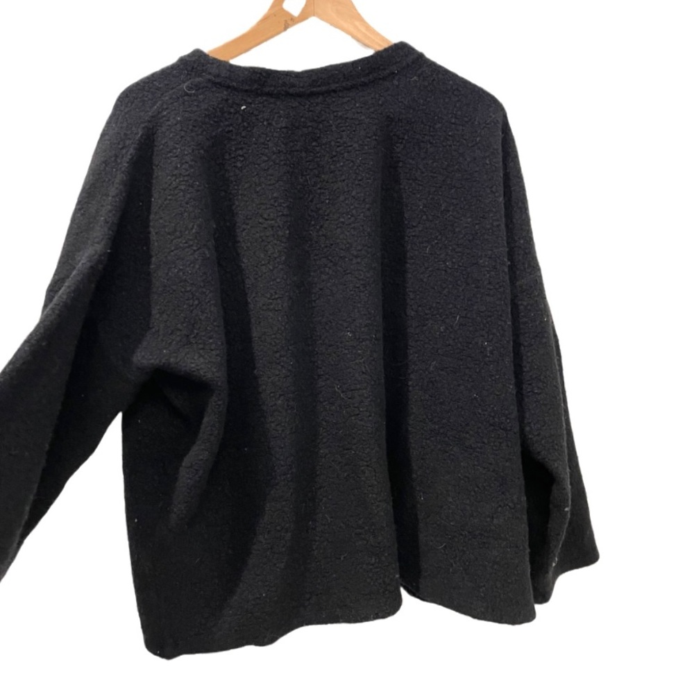 Eileen Fisher black wool blend sweater boxy medium